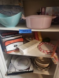 Pink Le Creuset Enamel Cast Iron Cookware, NIB Glass Tumbler Set & Chargers, Bowls, Party Ware, Lunch Bag