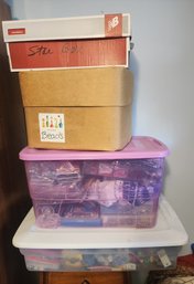 4 Boxes/totes Of Beads - Jewelry Making, Crafts - Huge Lot!