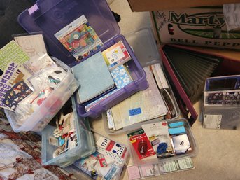 Scrapbooking/crafting Lot: Project Boxes Full Of Paper, Stickers, Stencils, Letters, Embellishments