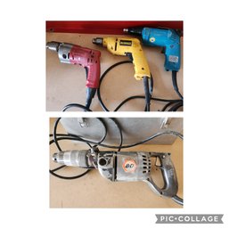 Lot Of 4 Drills: Hammer Drill, Three Corded Electric Drills, Power Tools, Black & Decker