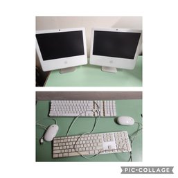 Pair Of Mac Computer Monitors And Keyboards, Mouses