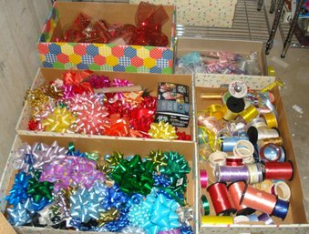 Large Lot Curling Ribbon, Gift Boxes, Bags, Holiday