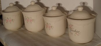 Pfaltzgraff 'tea Rose' Vintage Canister Set, Kitchen Housewares, Stoneware