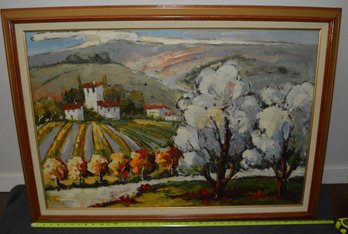 Original Oil Painting, Vintage 1970's, Tuscany, Italy, Vineyard