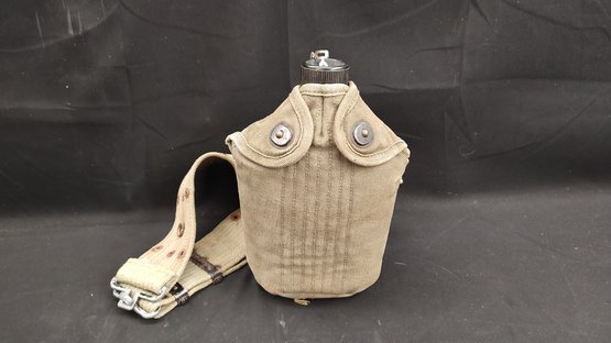 Vintage U.S. Military Canteen In Pouch