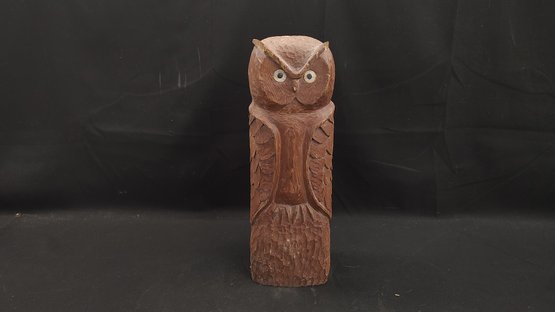 Carved Wooden Owl Totem