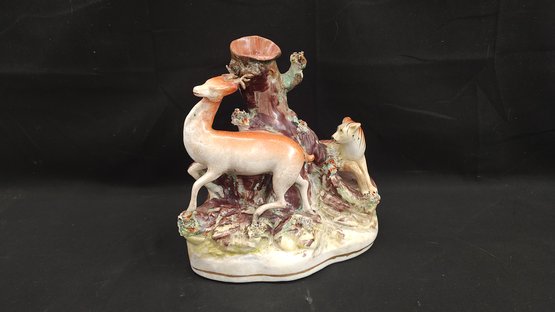 Staffordshire Stag And Tiger Vase