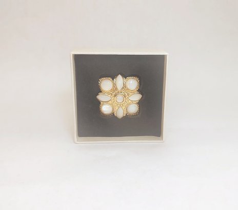 St. John Gold-Tone Mother-Of-Pearl Brooch