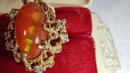 14k Gold Ring - Diamond And Fire Opal