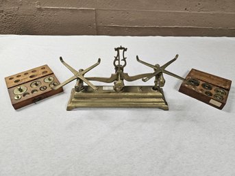 Antique Scale With Brass Weights