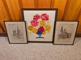 Lot Of Framed Embroidery