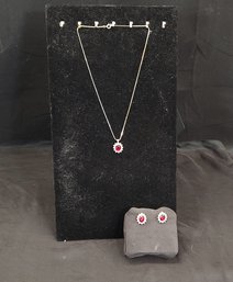 Costume Ruby Necklace/Earrings Set