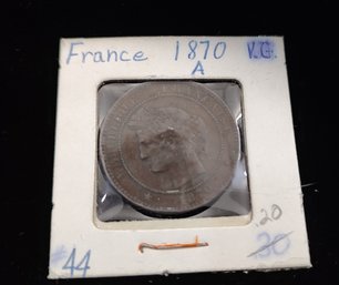 1870 French 10 Centime Coin