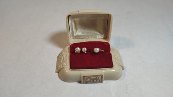 10k Gold And Pearl Ring/ 14k Gold And Pearl Earrings