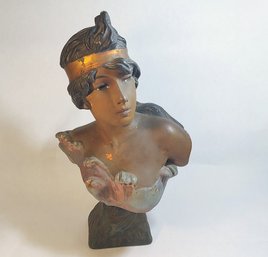 Art Nouveau E. Villanis Nymphe Chalkware Bust