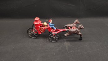 Cast Iron Horse-Drawn Fire Wagon