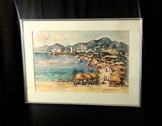 Signed Jaime Oates Acapulco Watercolor Painting