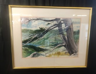 Granderson Russell 'Windswept' Signed Watercolor