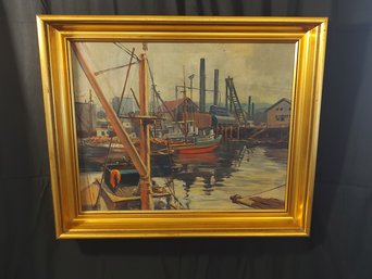 Ernest Tonk Boat Painting - Oil On Canvas