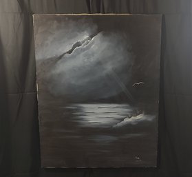 Night Ocean Acrylic On Canvas Painting