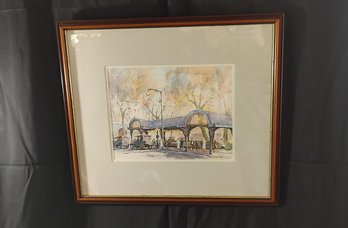 Sidney Shutt Signed Watercolor - 'Sunny Seattle Afternoon - The Pergola'