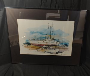 Bernie Webber 'Fishing Boat On Land' Signed And Numbered Art Print
