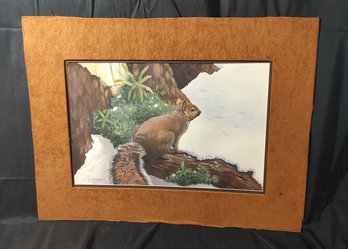 J.C. Wegman Signed Squirrel In Winter Painting