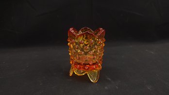 Fenton Amber Glass Hobnail Toothpick Glass