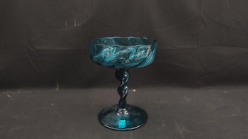 Peacock Blue Glass Candy Dish
