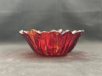 Red Flower Shaped Glass Bowl