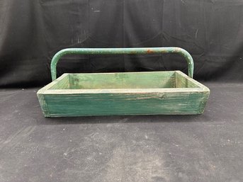 Wooden Green Crate With Handle