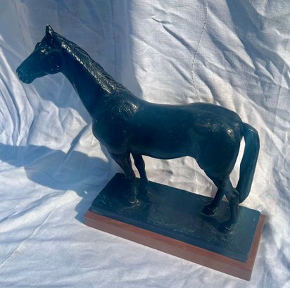 Plaster Horse Sculpture Signed Austin Orodine Copyright, 16' Long