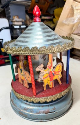 Vintage Swiss Tin Wind-Up Musical Carousel