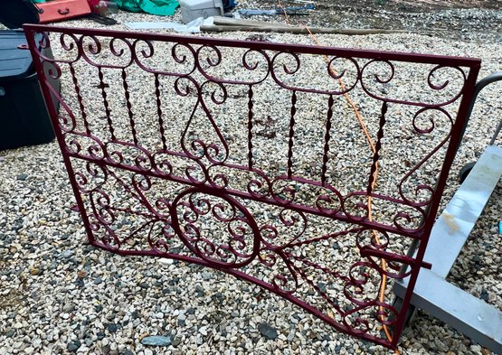 Painted Red Heavy Wrought Iron Metal Garden Gate, 37' X 52'