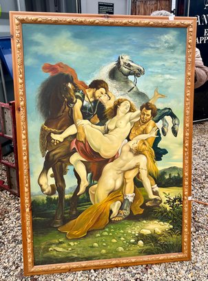 Large Oil/Canvas, 'The Rape Of The Daughters Leucippus', Frame Measures 65'X44'