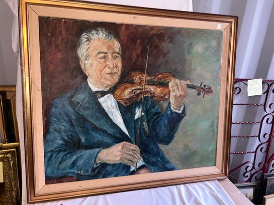 Oil/Canvas 'violinist', Sign 'Peggy Smith '82' Framed 36'x41'
