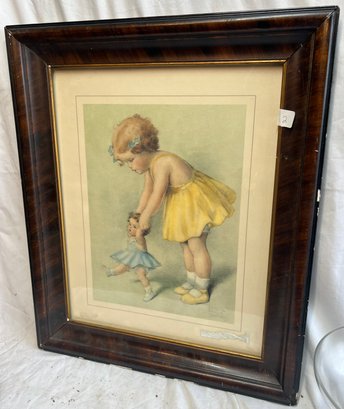P-42 Besse Pease Guttman 'Annabelle And Doll' Original Print, In A Nice 25'x21' Frame
