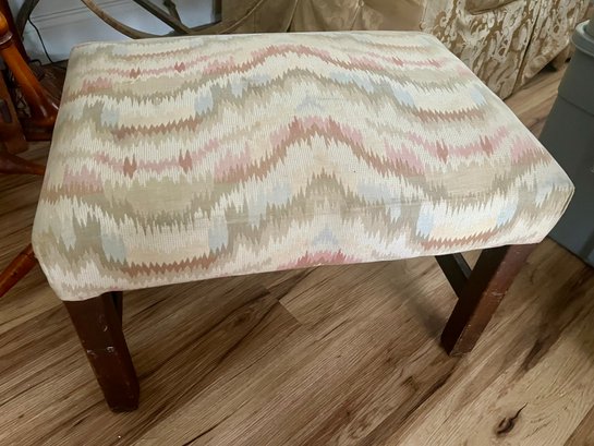 Flame Stitch Upholstered Mahogany Foot Stool