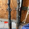 Pair Of Antique Victorian Cast Iron Tree-form Hitching Fence Posts, Very Heavy