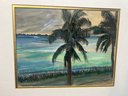 T2-4 Pastel, 'Palm Tree On Shore',  Unsigned, In A 21'x17' Frame