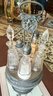 Vintage Victorian Castor Condiment Set With 5 Glass Bottles On A Rotating Silver Plated Pedestal With Handle