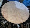Victorian Antique Cast Iron English Pub Table With Tan Marble Top, Ca 1890