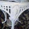 Victorian Antique Cast Iron English Pub Table With Tan Marble Top, Ca 1890