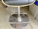 MCM Eames Style Bar Stool With Black Leather Seat Cushion