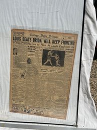 C2 HB7 Chicago Daily Tribune Newspaper (11/30/50) Joe Louis Boxing Victory, In A Framed Sleeve, 17'x23' Paper