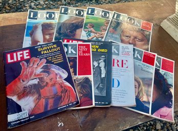 Lot Of 10 Look / Life Magazines With JFK Kennedy Articles On Covers
