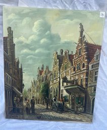 Painting, Oil/canvas, 'Victorian Era City Street Scene', Sgd H. J. Topman, 20'x24', Unframed