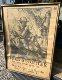 Original WW1 Poster '29 X 21'-US Food Admin #15: 'Feed A Fighter' Waste Nothing