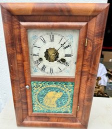 Seth Thomas 30 Hr Mimi OG Mantle Clock W/Rich Crotch Mahogany Molded Case And A Green Tablet W/Irish Setter