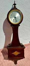 Small Size Seth Thomas 'Pomfret'. Banjo Clock In An Inlaid Mahogany Case, 19' Ht